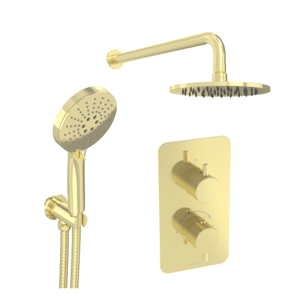 Saneux Cos 2 Way Shower Kit - W/ 3 Function Handset & Shower Head - Brushed Brass product image - Image 1