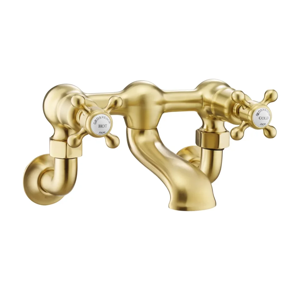 Just Taps Grosvenor Bath Filler Wall Mounted Brushed Brass product image - Image 1