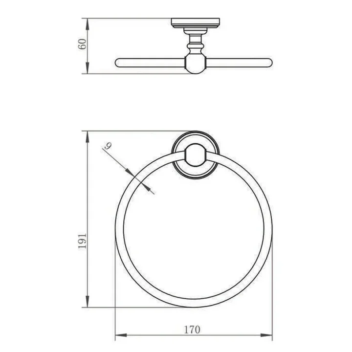 Just Taps Grosvenor Towel Ring Nickle detail view - Image 2