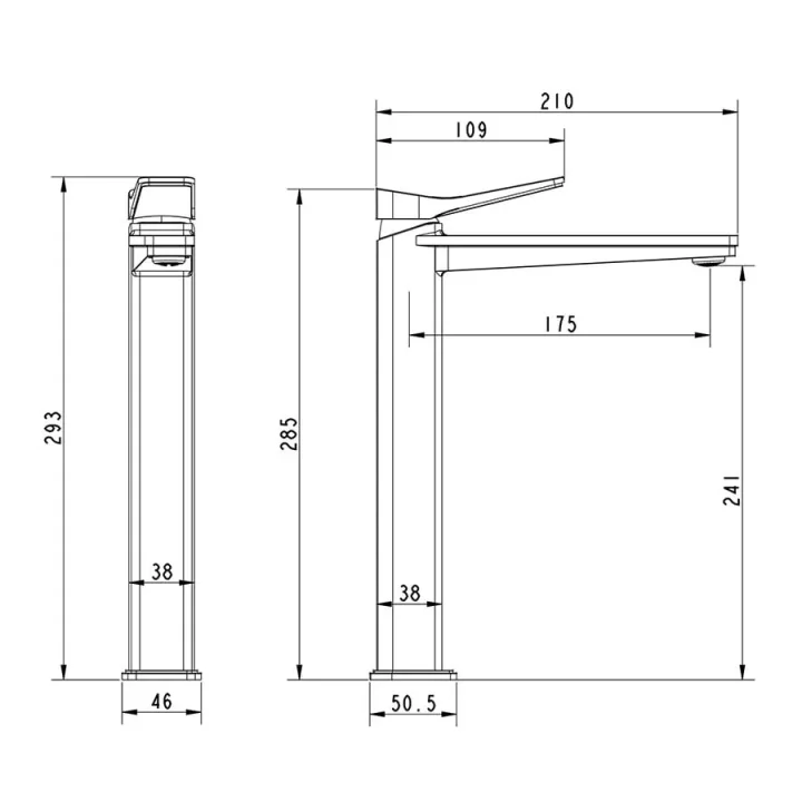 Just Taps Hix Single Lever Tall Basin Mixer detail view - Image 2
