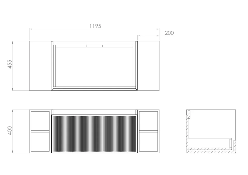 Saneux Monument 120cm Kit - 80cm 1 Drawer Wall Mounted Unit, 2 X 20cm Spacers & 120cm Countertop - Matte Sage detail view - Image 2