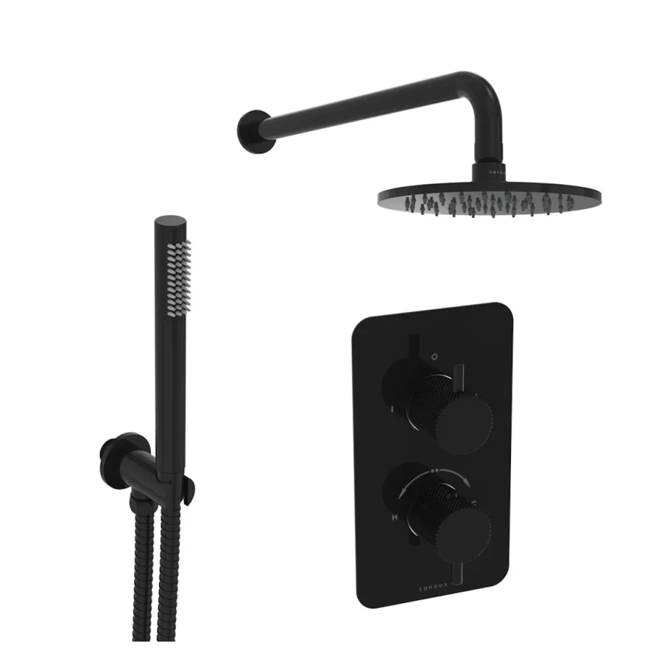 Saneux Cos 2 Way Shower Kit - W/ Slim Handset - Knurled - Satin Black product image - Image 1