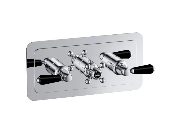 Just Taps Grosvenor Lever -Therm 2 Outlet Valve Horizontal Matt Black