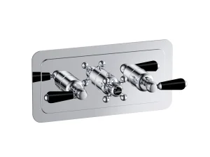 Just Taps Grosvenor Lever -Therm 2 Outlet Valve Horizontal Matt Black