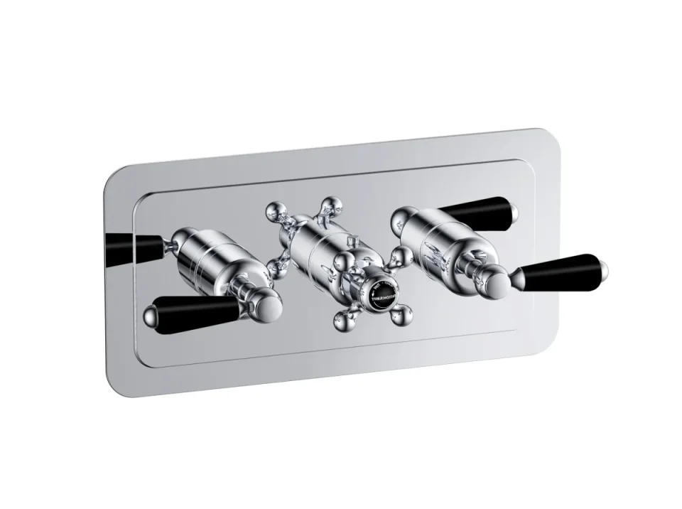 Just Taps Grosvenor Lever -Therm 2 Outlet Valve Horizontal Matt Black product image - Image 1