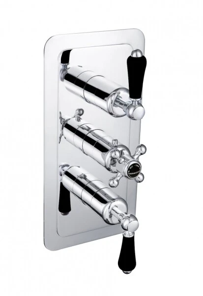 Just Taps Grosvenor Lever-Conc/Therm 3 Outlet Valve Vertical Matt Black