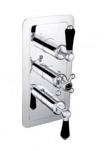 Just Taps Grosvenor Lever-Conc/Therm 3 Outlet Valve Vertical Matt Black