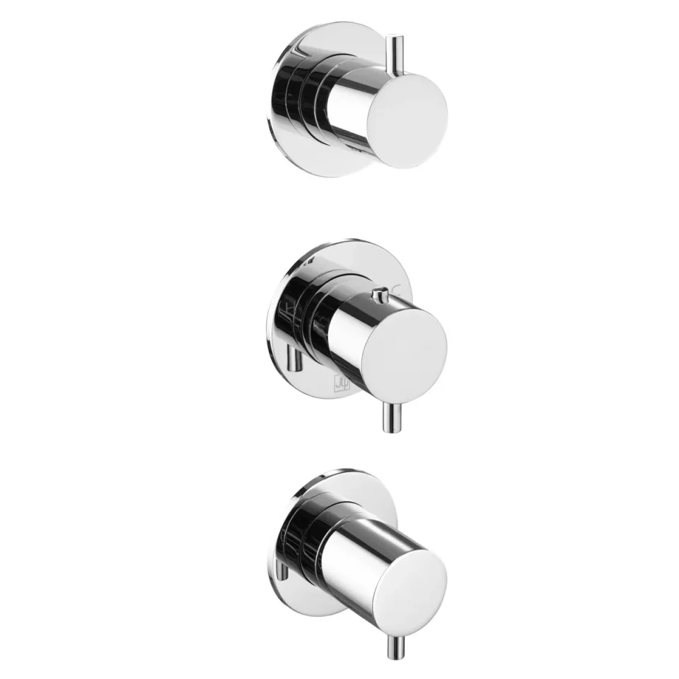 Just Taps Vos Modular 3 Handle 3 Outlet Thermostatic Shower Valve Chrome detail view - Image 2
