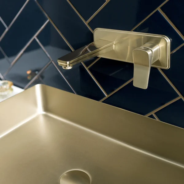 Just Taps Hix Single Lever Wall Mounted Basin Mixer Brushed Brass