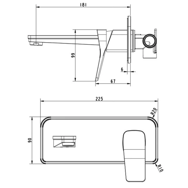 Just Taps Hix Single Lever Wall Mounted Basin Mixer Matt Black