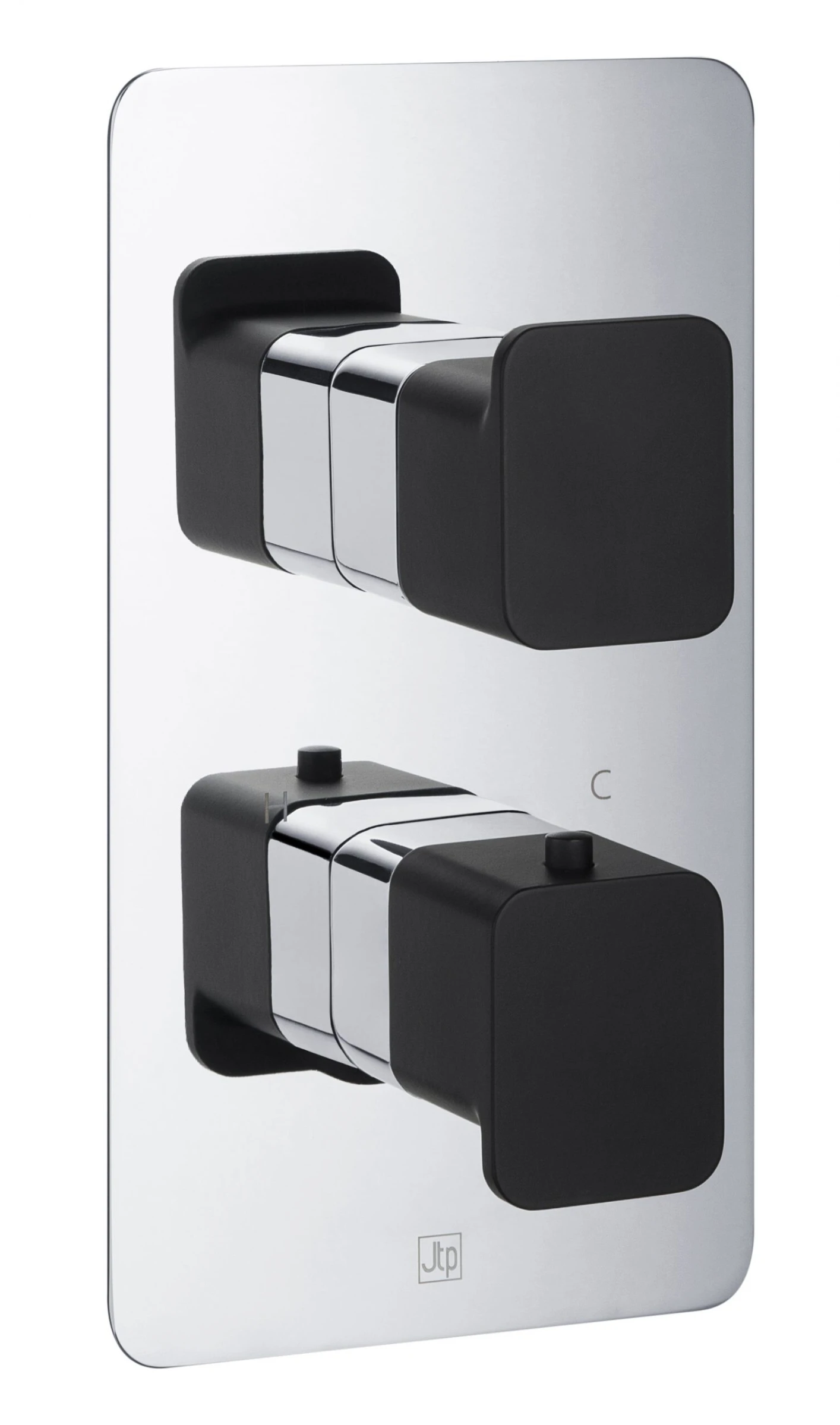 Just Taps Axel Thermo Concealed 1 Outlet Shower Valve Matt Black Handle Chrome