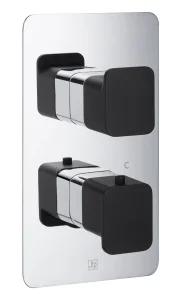 Just Taps Axel Thermo Concealed 1 Outlet Shower Valve Matt Black Handle Chrome