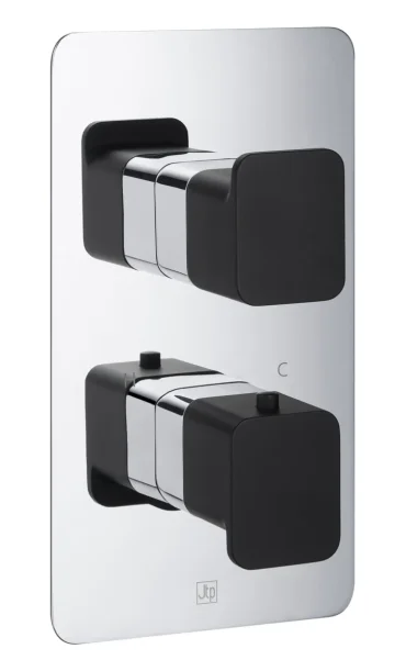 Just Taps Axel Thermo Concealed 1 Outlet Shower Valve Matt Black Handle Chrome product image - Image 1
