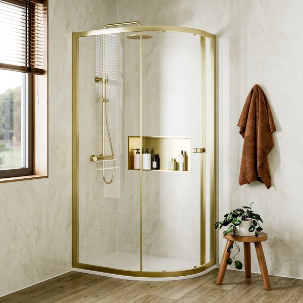 Crosswater 6mm Quadrant Single Door 1200 x 800 Brushed Brass