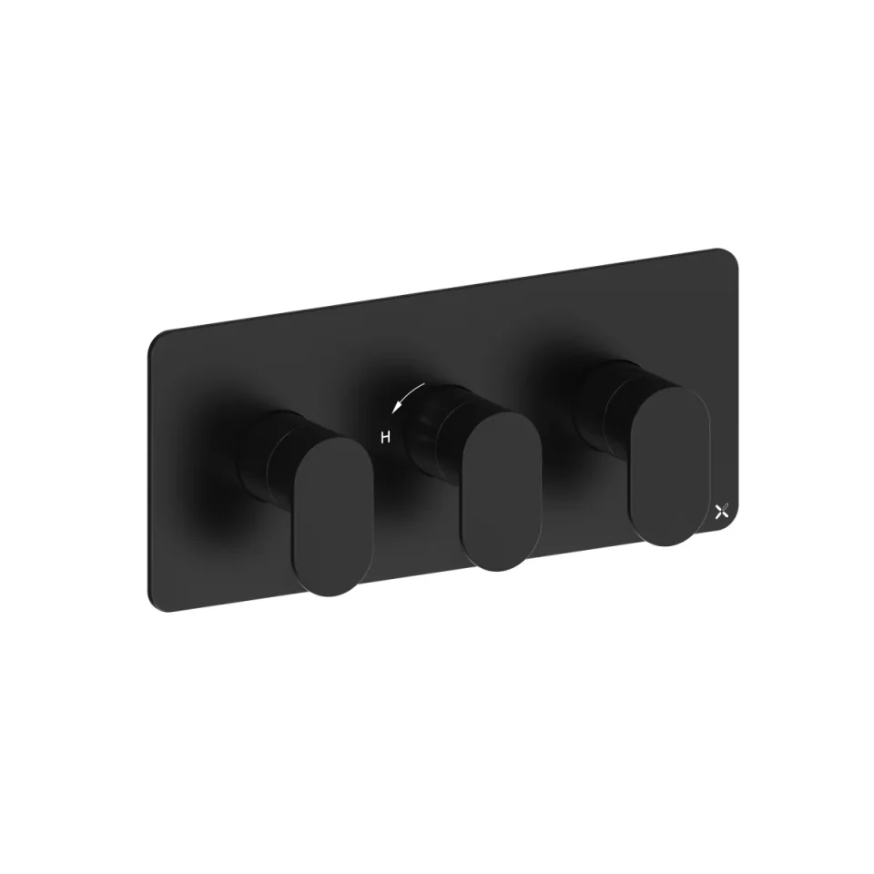 Crosswater Drift 2 Outlet 3 Handle Landscape Valve & Trimset Matt Black product image - Image 1