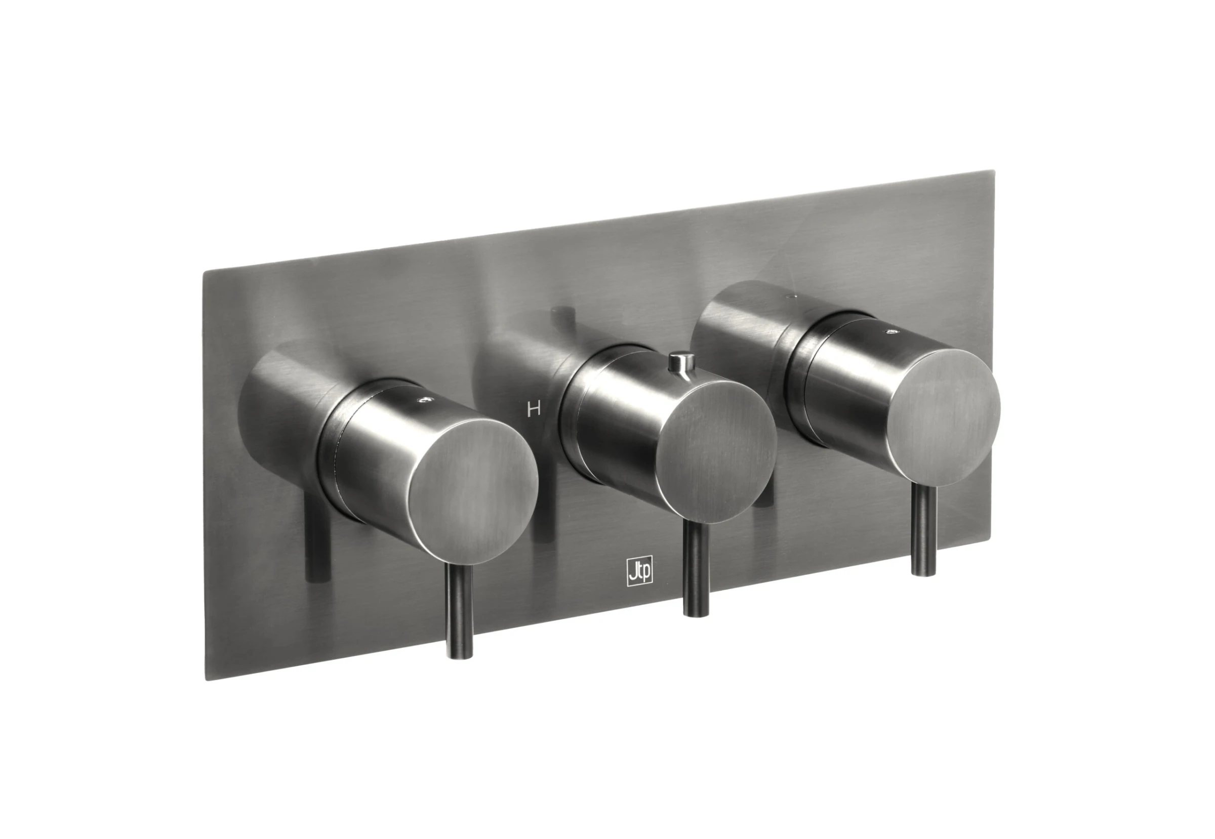 Just Taps Vos Thermostatic Concealed 3 Outlet Shower Valve Designer Handle Brushed Black