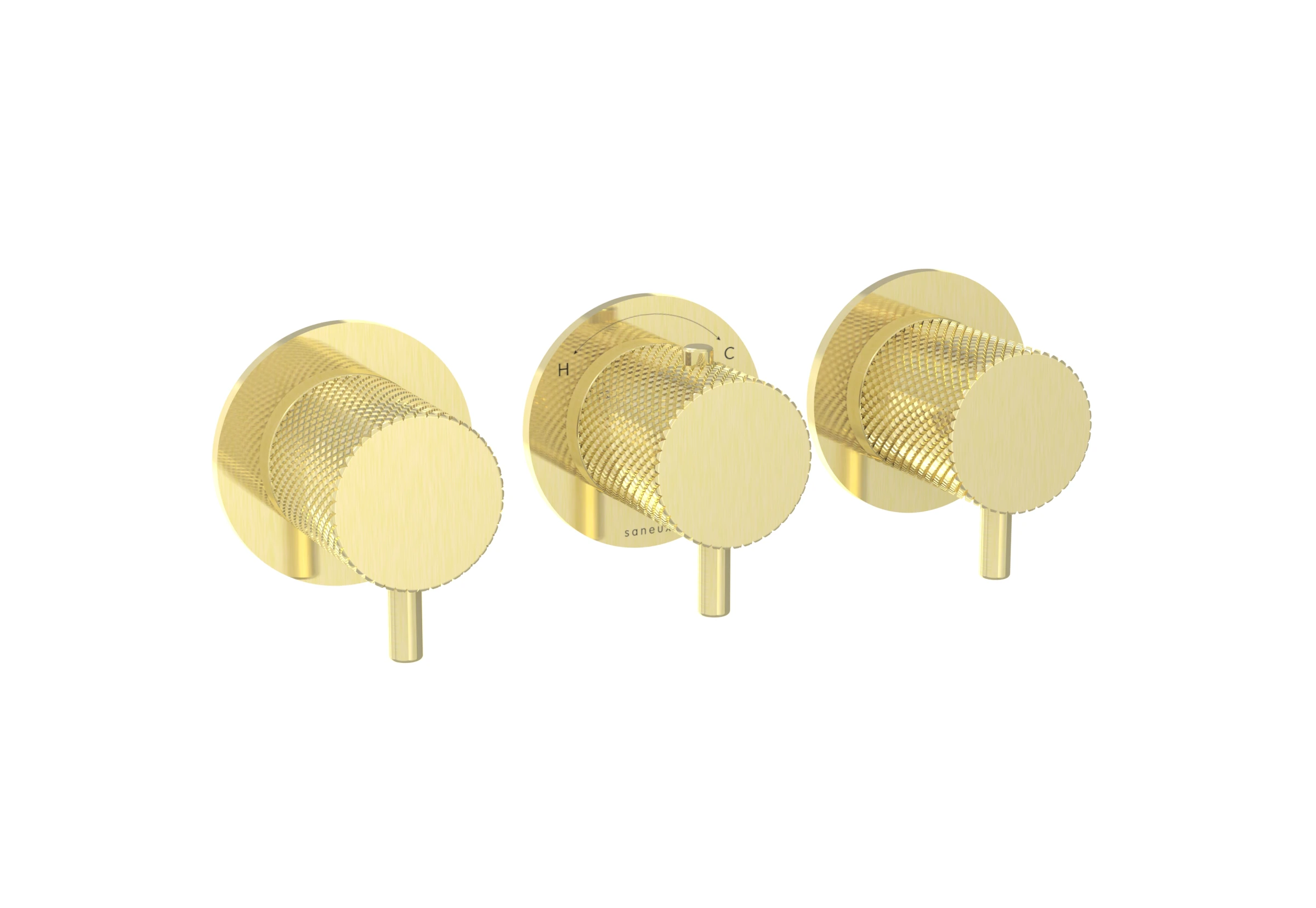 Saneux Cos Thermostatic Handle - Knurled - Brushed Brass