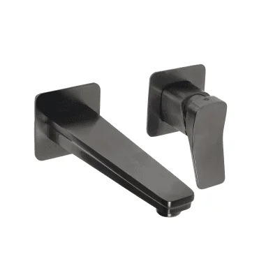 Just Taps Hix Single Lever Wall Mounted Basin Mixer Brushed Black