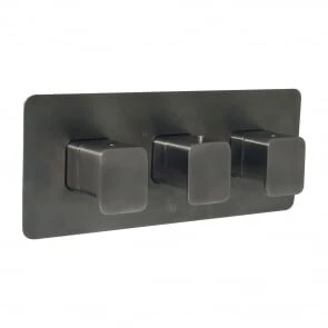 Just Taps Hix Thermo Valve 2 Option 3 Handle Horizontal Brushed Black