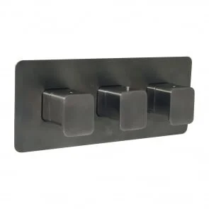 Just Taps Hix Thermo Valve 2 Option 3 Handle Horizontal Brushed Black