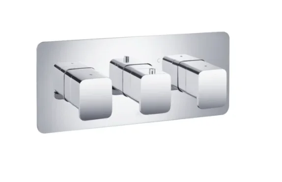 Just Taps Hix Thermo Conc Valve 3 Handle 3 Option Horizontal Chrome product image - Image 1