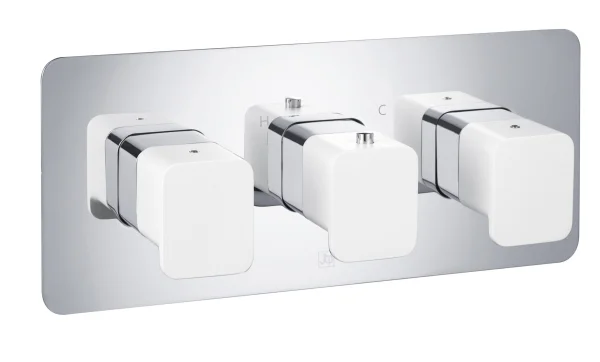 Just Taps Axel Thermo Concealed 2 Outlet Shower Valve Matt White Handle Chrome