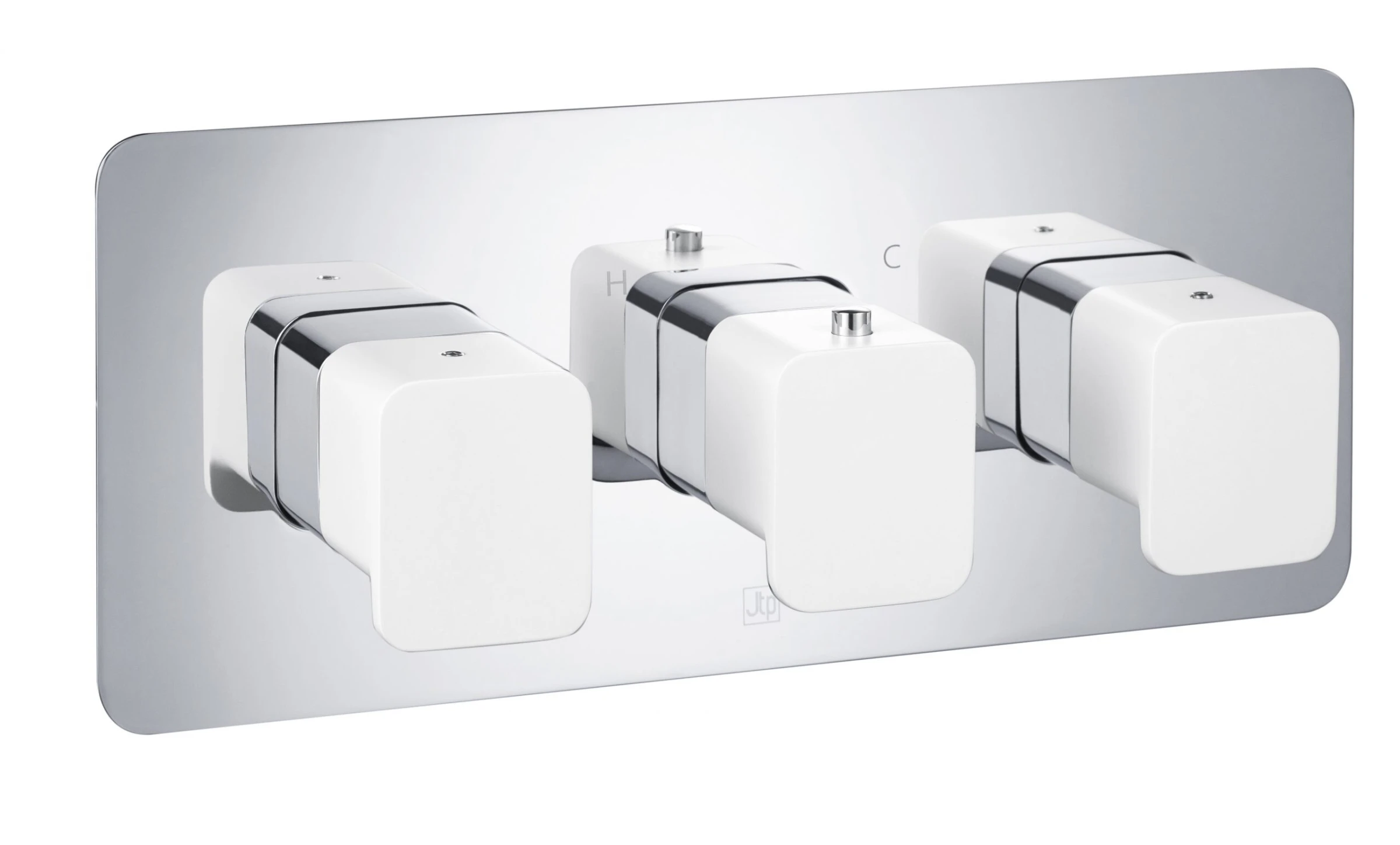 Just Taps Axel Thermo Concealed 3 Outlet Shower Valve Matt White Handle Chrome
