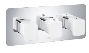 Just Taps Axel Thermo Concealed 3 Outlet Shower Valve Matt White Handle Chrome
