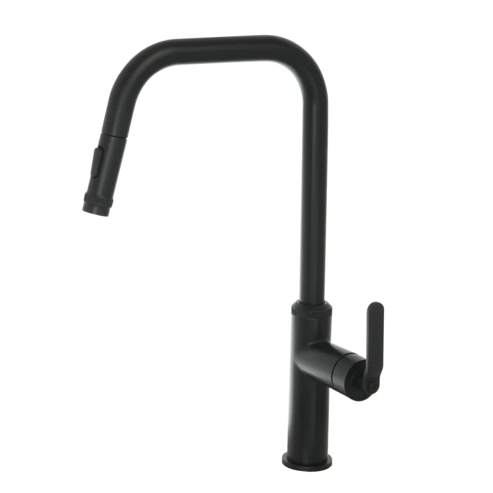 Just Taps Decor Matt Black Single Lever Pull Out Sink Mixer product image - Image 1