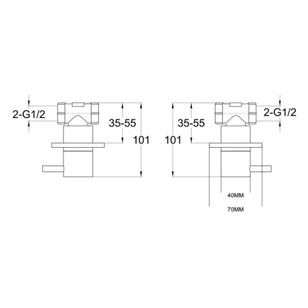 Just Taps Vos Wall Valves Brushed Brushed Bronze