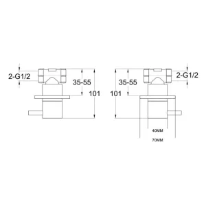 Just Taps Vos Wall Valves Brushed Brushed Bronze