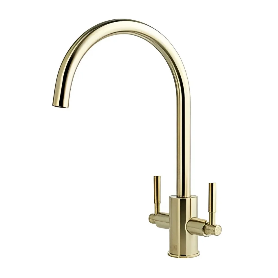 Just Taps Newbury Sink Mixer Swivel Spout Brushed Brass detail view - Image 2