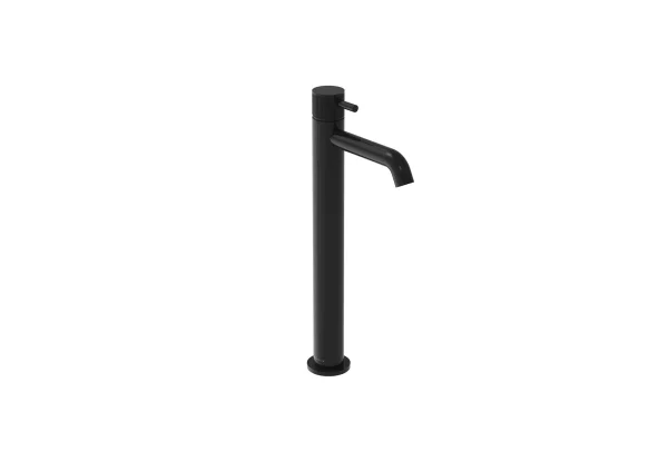 Saneux Cos Tall Basin Mixer Kit - W/ Fluted Handle - Satin Black (pvd)