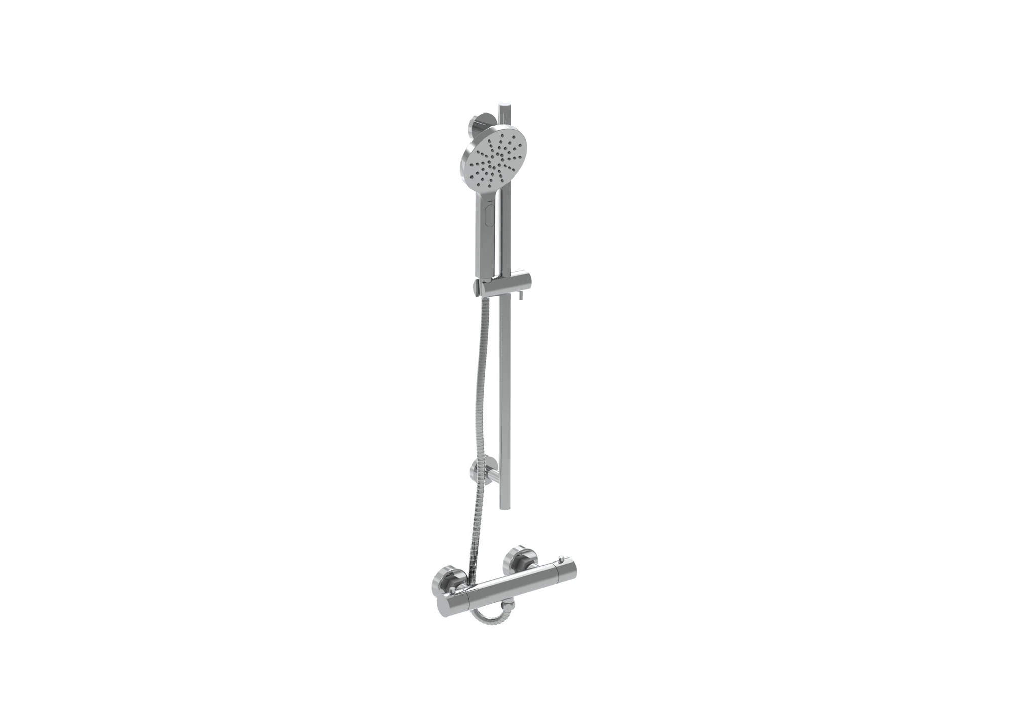 Saneux Cos 1 Way Thermostatic Bath Valve Kit - W/ Slider Rail & 3 Function Handset