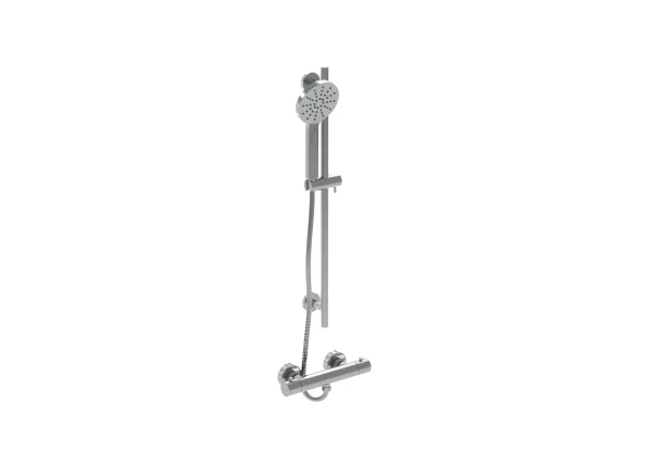 Saneux Cos 1 Way Thermostatic Bath Valve Kit - W/ Slider Rail & 3 Function Handset