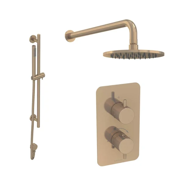 Saneux Cos 2 Way Shower Kit - W/ Slim Handset & Slider Rail & Shower Head - Brushed Bronze