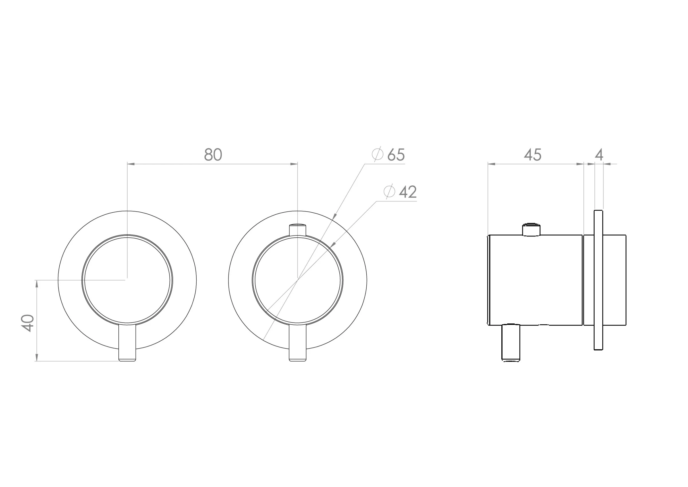 Saneux Cos 2 Way Thermostatic Shower Ring Valve Kit - W/ Classic Handle - Portrait & Landscape - Brushed Nickel
