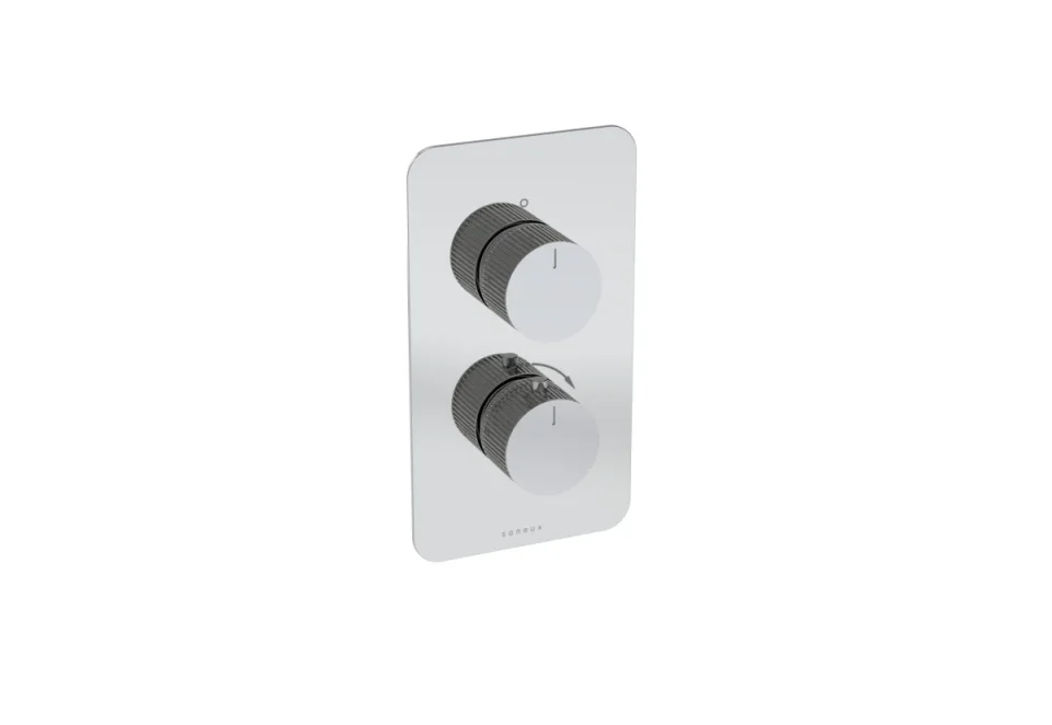 Saneux Cos Thermostatic Handle - Fluted - Chrome detail view - Image 2