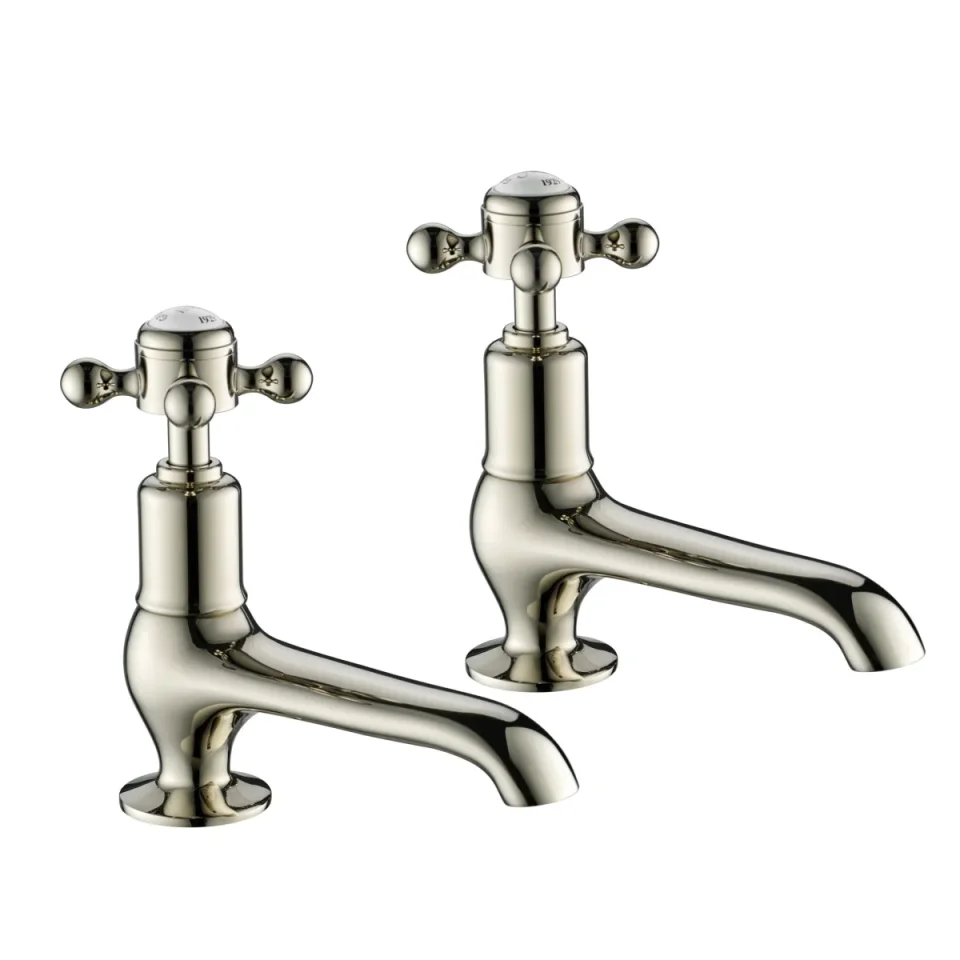 Just Taps Grosvenor Cross Long Nose Basin Taps Nickel product image - Image 1