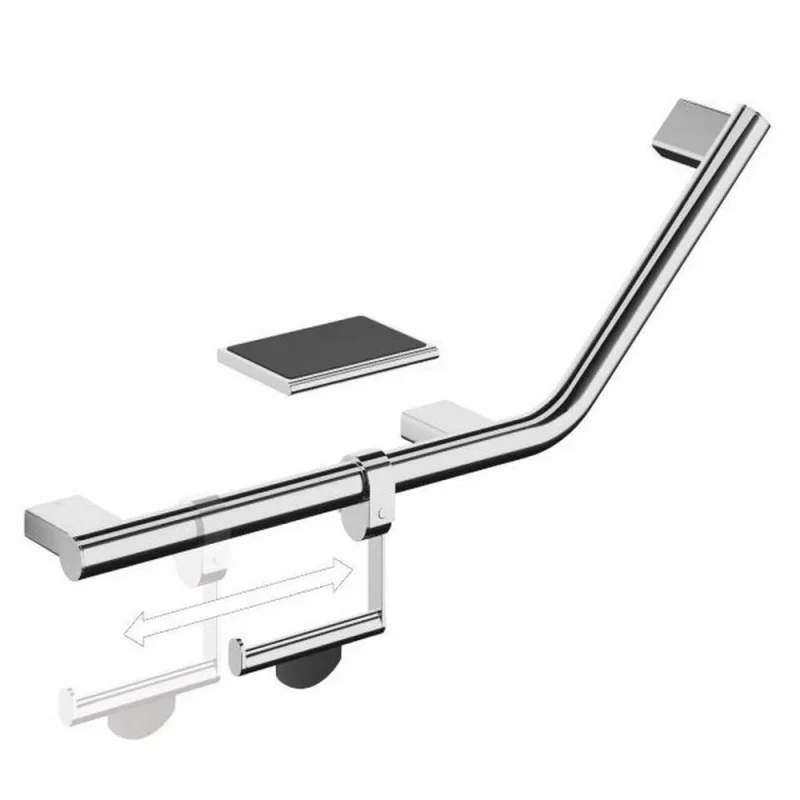 Hib Angled Grab Rail With Toilet Roll Holder & Shelf (left) detail view - Image 2