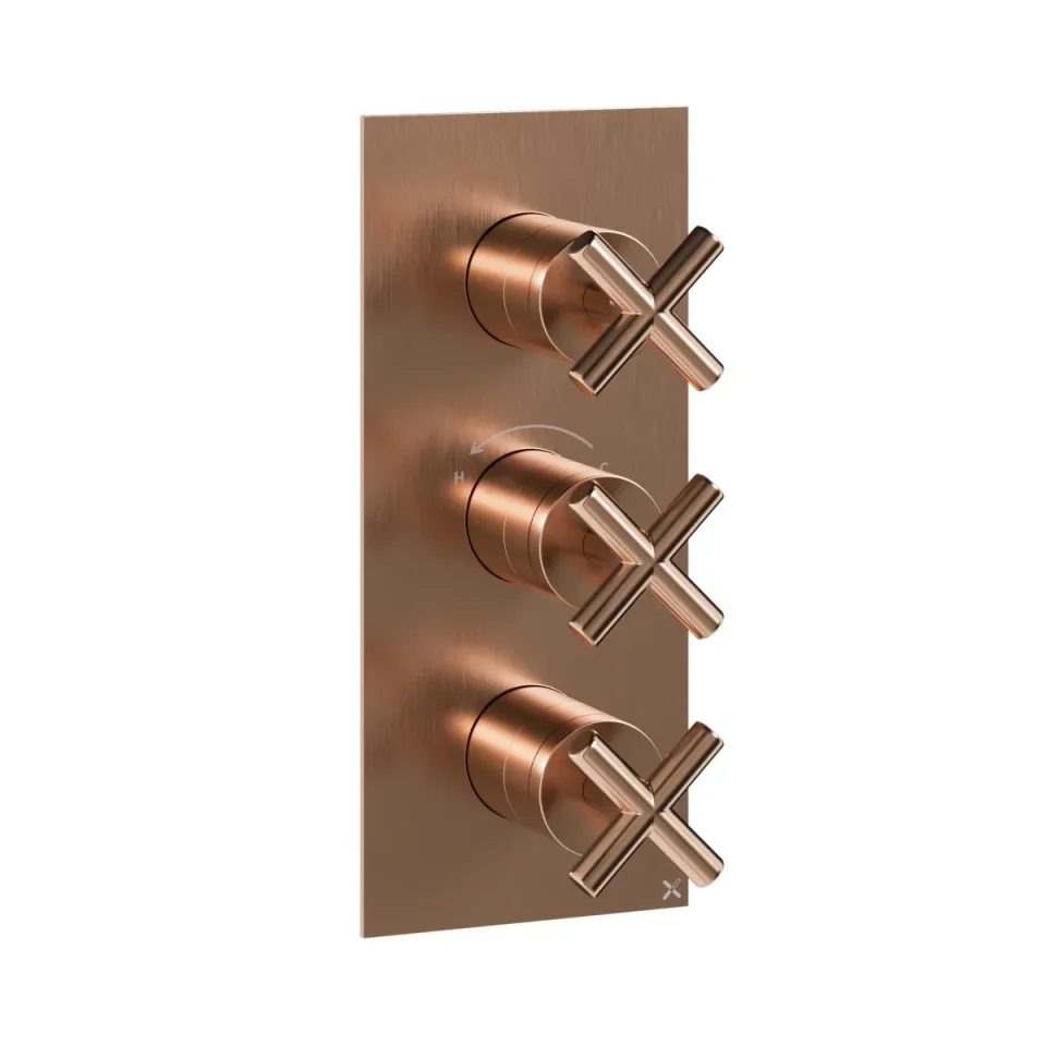 Crosswater MPRO Crosshead 3 Handle Trimset (must be paired with WLBP2000R or WLBP3000R) Brushed Bronze product image - Image 1