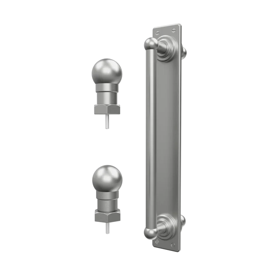 Burlington Classique 1850 Handle With Back Plate & Finials (pair) Brushed Nickel product image - Image 1