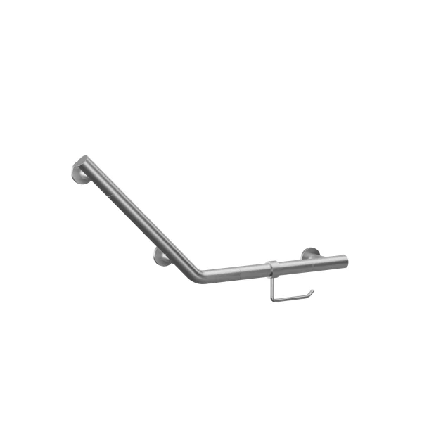 Crosswater Angled Grab Bar & WC Roll Holder 719 x 332mm Brushed Nickel