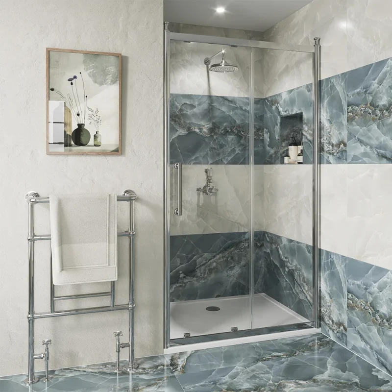 Burlington Classique Sliding Door B 1200 Fixed Panel Chrome product image - Image 1