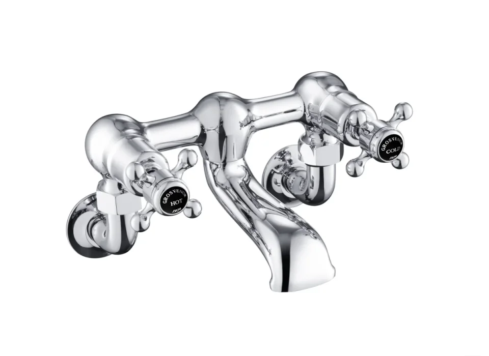 Just Taps Grosvenor Cross Wall Mounted Bath Filler Matt Black product image - Image 1