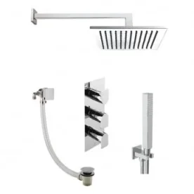 Just Taps Form 2 Outlet Shower Valve, Arm 400mm, Overhead Shower 200mm, Water Outlet And Holder, Exofil Click Clack product image - Image 1