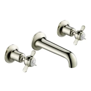 Just Taps Grosvenor Pinch 3 Hole Wall Mounted Basin Mixer Nickel