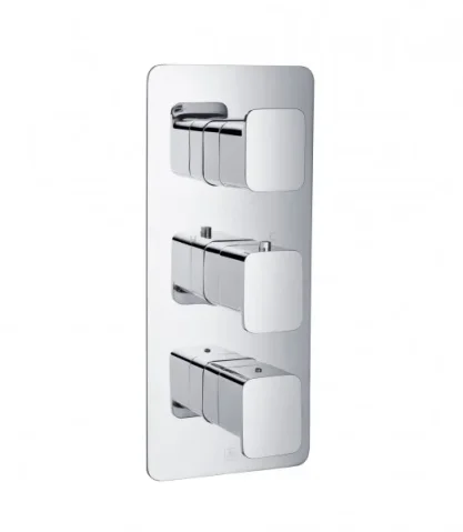 Just Taps Hix Thermostatic Concealed Valve 3 Handle 3 Option Chrome product image - Image 1