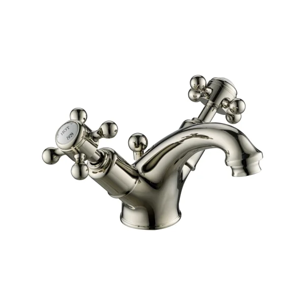 Just Taps Grosvenor Cross Basin Mixer With Pop Up Waste Nickel