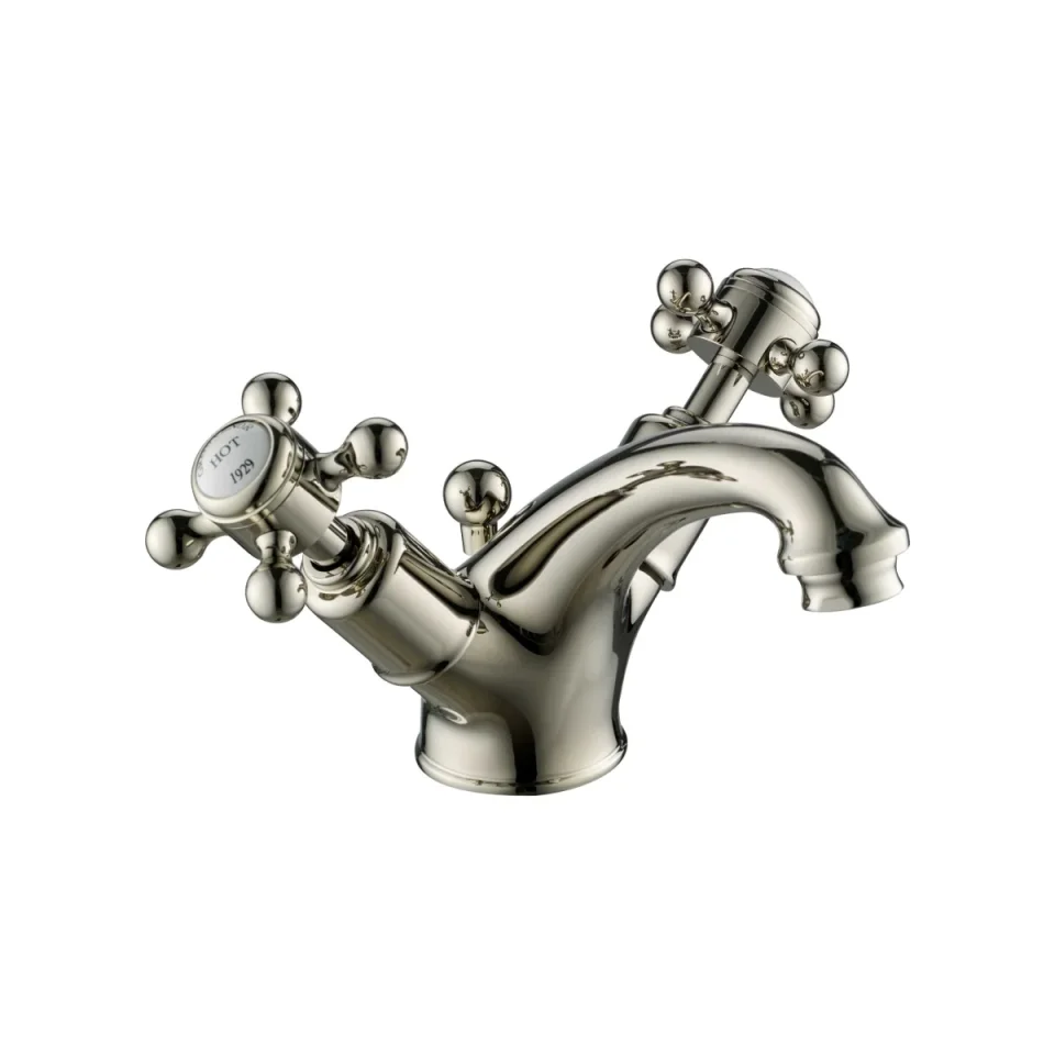 Just Taps Grosvenor Cross Basin Mixer With Pop Up Waste Nickel product image - Image 1